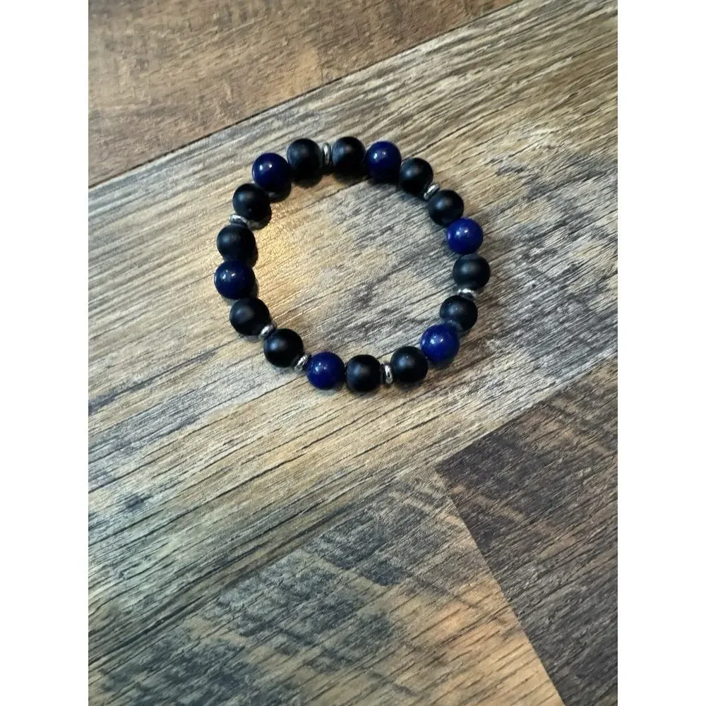 American Exchange Mens Bracelet‎ Blue Black Beads New